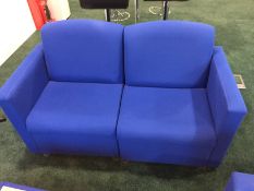 1 x Blue Fabric Waiting Room Sofa – Comes in Two Pieces For Easy Transportation - Hard Wearing