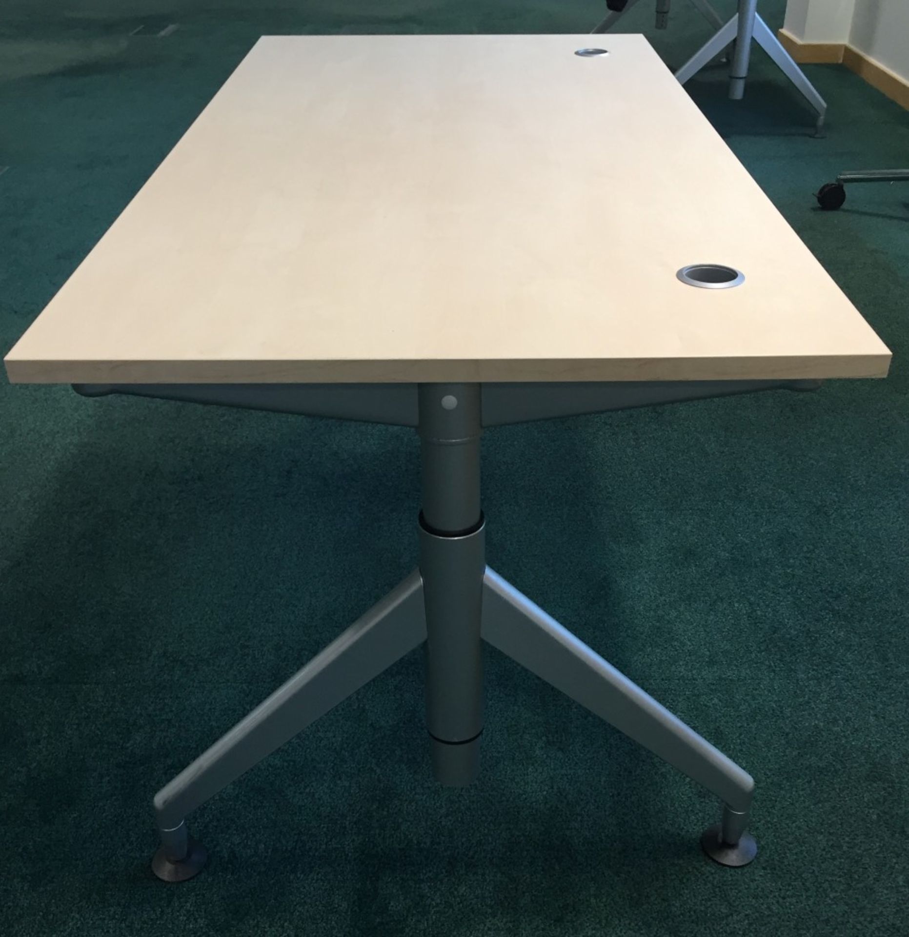1 x Modern Rectangular Sit to Stand Office Desk With Height Adjustable Legs and a Light Maple Finish - Image 2 of 6