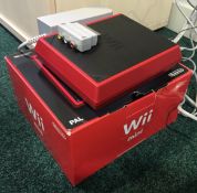1 x Nintendo Wii Mini Red Games Console With 3 Nunchucks - Fully Boxed With Power Pack and TV Cables