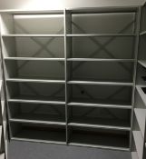 2 x Modern Light Grey Metal Storage Bays - Includes3 Uprights and 14 Shelves Providing 12 Usable