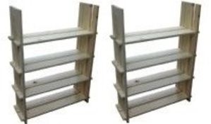 2 x Pine 4-Shelf Units - No Screws Required - Brand New & Boxed - Hight 640mm, Width 630mm, Depth