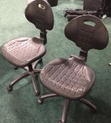 2 x Swivel Office Chairs With Pump Lift and Adjustable Backs - Hard Wearing Treaded Seats -