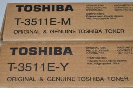 2 x Toshiba E Studio 210 Toner Cartridges - Unused - Includes Magenta T-3511E-M and Yellow T-3511E-Y