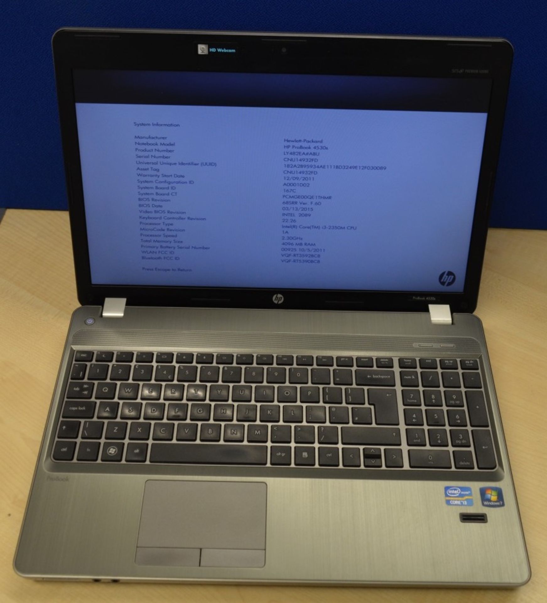 1 x HP Probook 4530s Laptop Computer - 15.6 Inch Screen Size - Features Intel Core i3-2350M Dual - Image 10 of 14