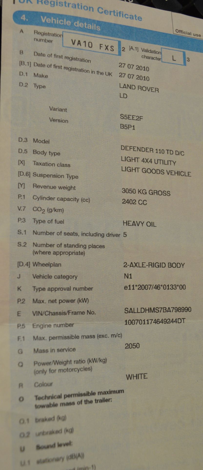 1 x Land Rover Defender 110 4x4 Off Road Vehicle - Year 2010 - MOT Expiry July 2016 - Millage 90,000 - Image 29 of 34