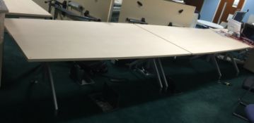 1 x Boat Shaped Boardroom Meeting Table Finished in Light Maple - Over 12 Feet in Length - Comes