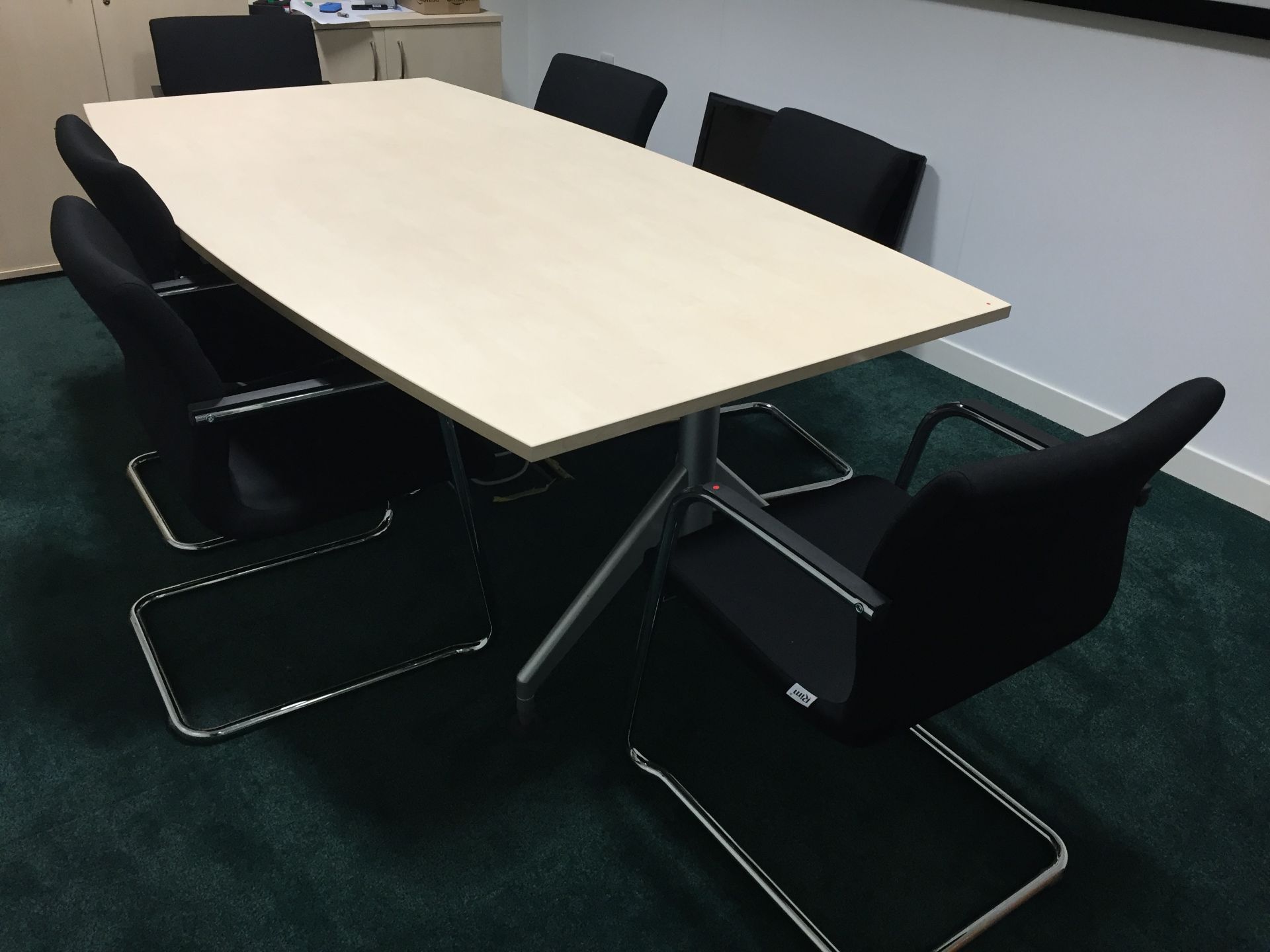 1 x Modern Executives Meeting Table in Light Maple With Six Designer RIM Meeting Chairs - Curved - Image 10 of 12
