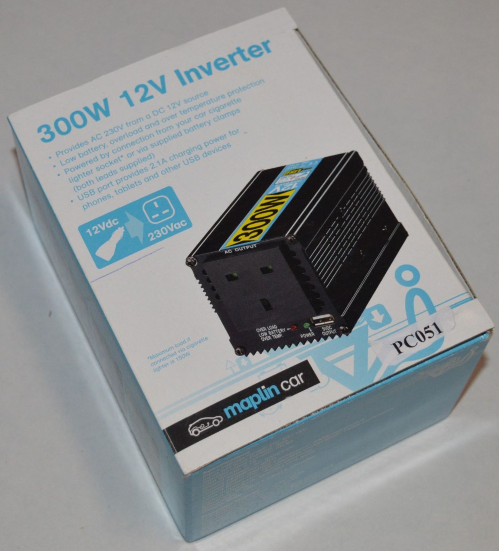 1 x Maplin 300w 12v Inverter - Boxed in Excellent Condition - Provides AC 239v From DC 12v