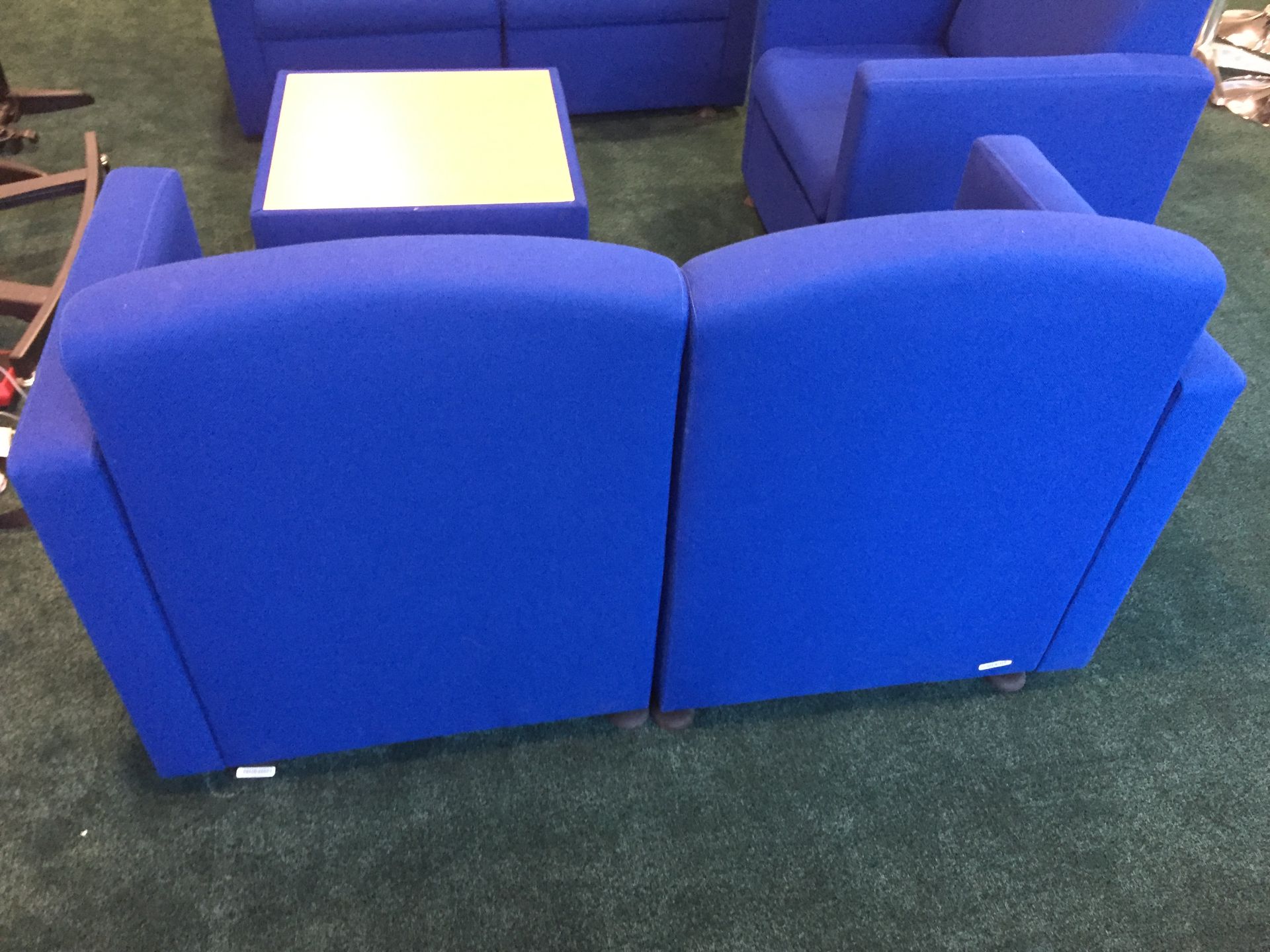 1 x Blue Fabric Waiting Room Sofa – Comes in Two Pieces For Easy Transportation - Hard Wearing - Image 2 of 6