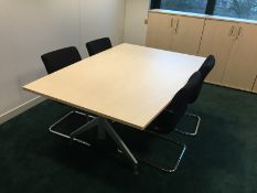 1 x Modern Executives Meeting Table in Light Maple - Curved Maple Top With Sturdy Grey Coated