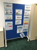 1 x Mobile Notice Board Room Divider in Blue - Large Size - Ideal For Staff Notice Signs, News