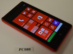 1 x Nokia 820 Mobile Phone - Red - Features Dual Core 1.5ghz Processor, 1gb System Ram, 8gb Internal