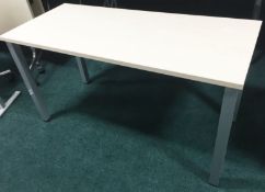 1 x Modern Rectangular Workstation Table - Light Maple Top With Grey Coated Steel Legs and Feet Pads