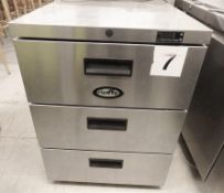 1 x Foster Undercounter Refrigerator With 3 Drawers - Stainless Steel Exterior - 60cmx 64cm x 82.5cm