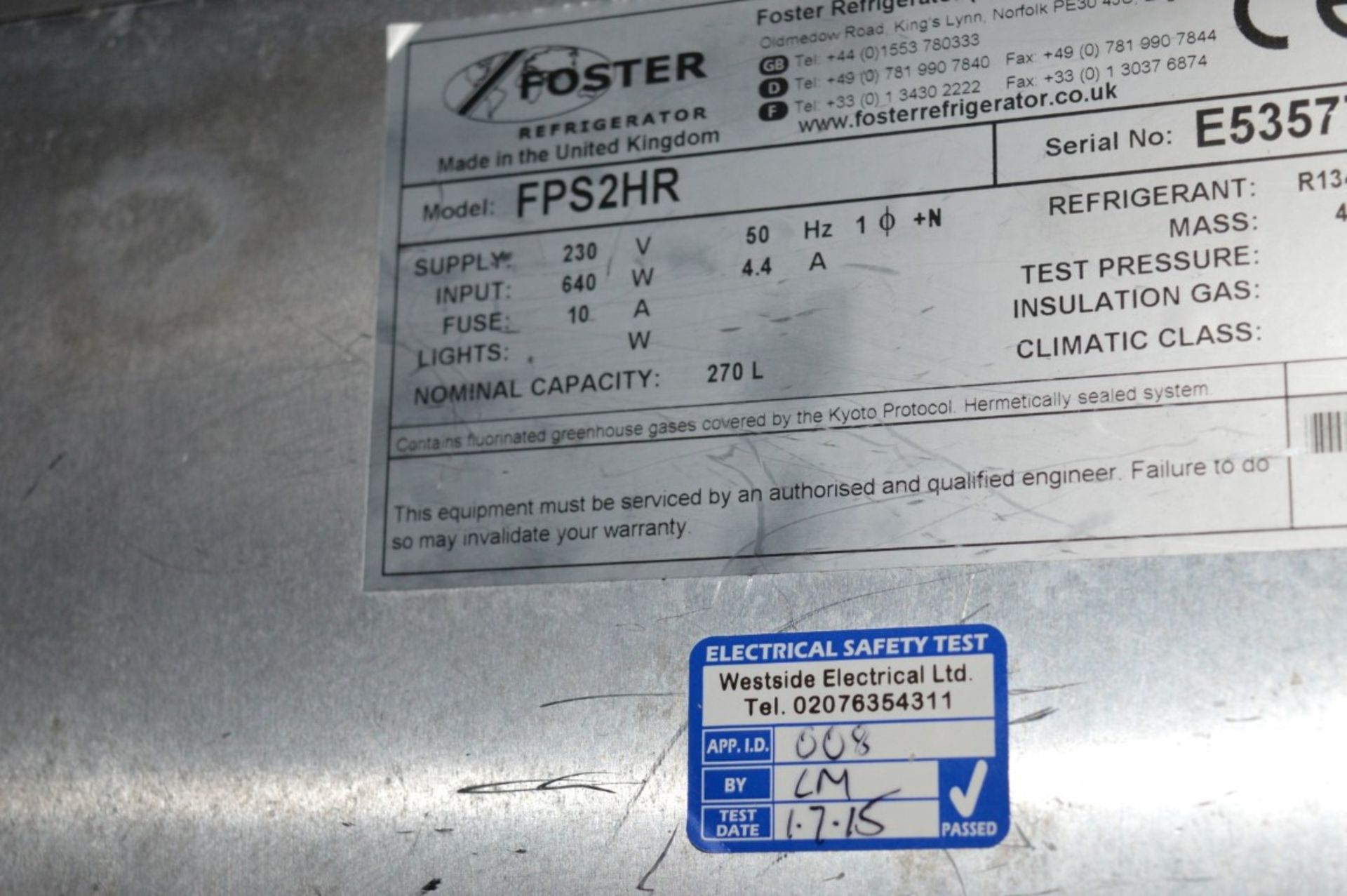 1 x Foster FPS 2HR 2 Door Saladette Refridgerator/Counter - Model: FPS 2HR - Stainless Steel - Image 4 of 4