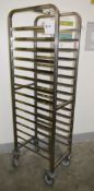 1 x Stainless Steel Tray Rack On Wheels - Stainless Steel - Dimensions: H170 x W38 x D59cm - Holds