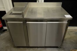 1 x Stainless Steel 3-Door Prep Cabinet With Drop Chutt - Stainless Steel - Good, Clean