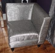 1 x Bespoke Handcrafted Corner Chair - Richly Upholstered In An Opulent Silver Chenille -