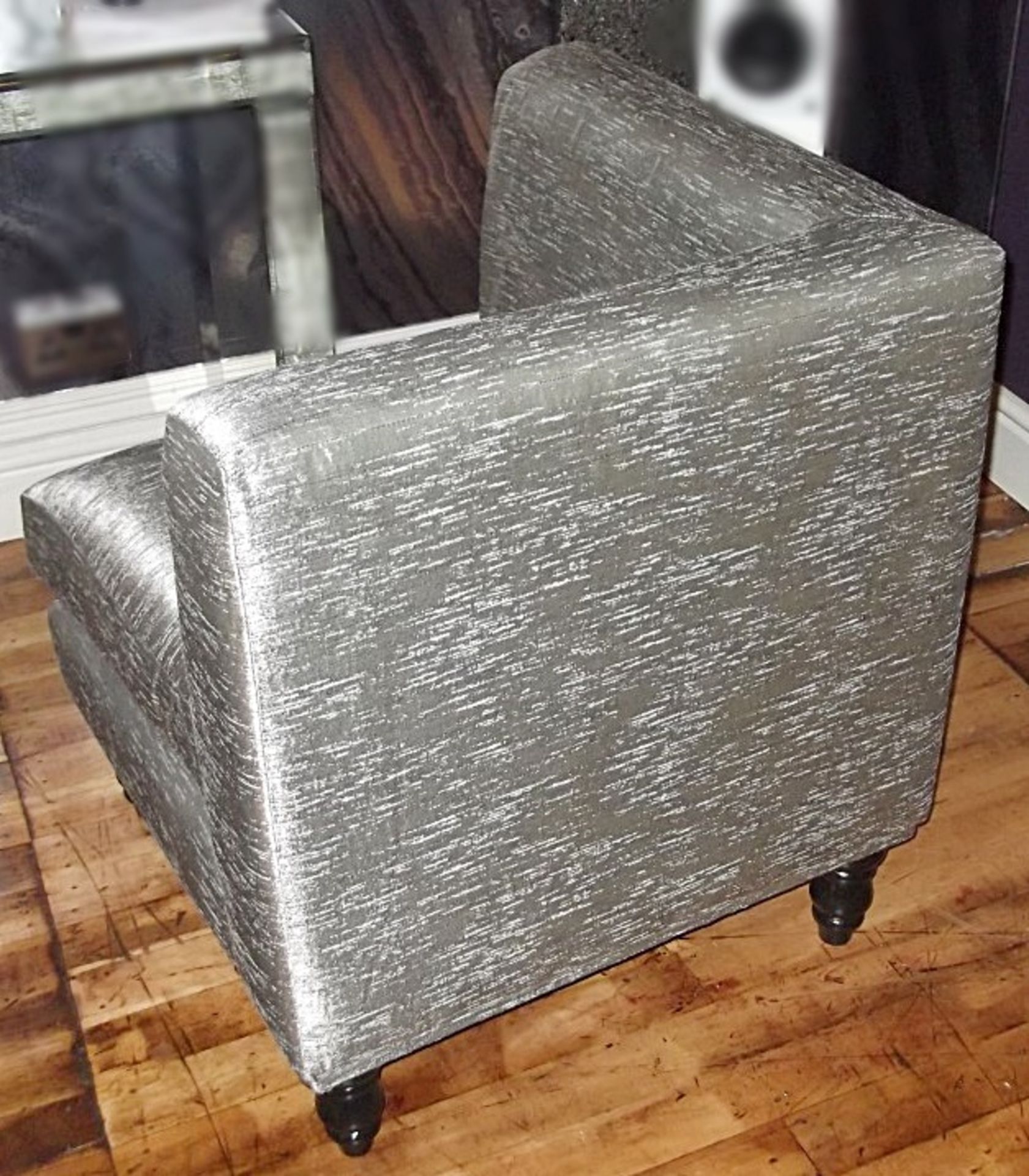 1 x Bespoke Handcrafted Corner Chair - Richly Upholstered In An Opulent Silver Chenille - - Image 4 of 4