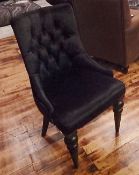 1 x Bespoke Handcrafted Button Back Chair In Black Velvet & "Striped" Fabrics - Dimensions: Approx