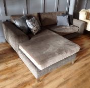 1 x Bespoke Handcrafted Corner Sofa In Silver & Grey - British Made - Dimensions: W240 x D180 x