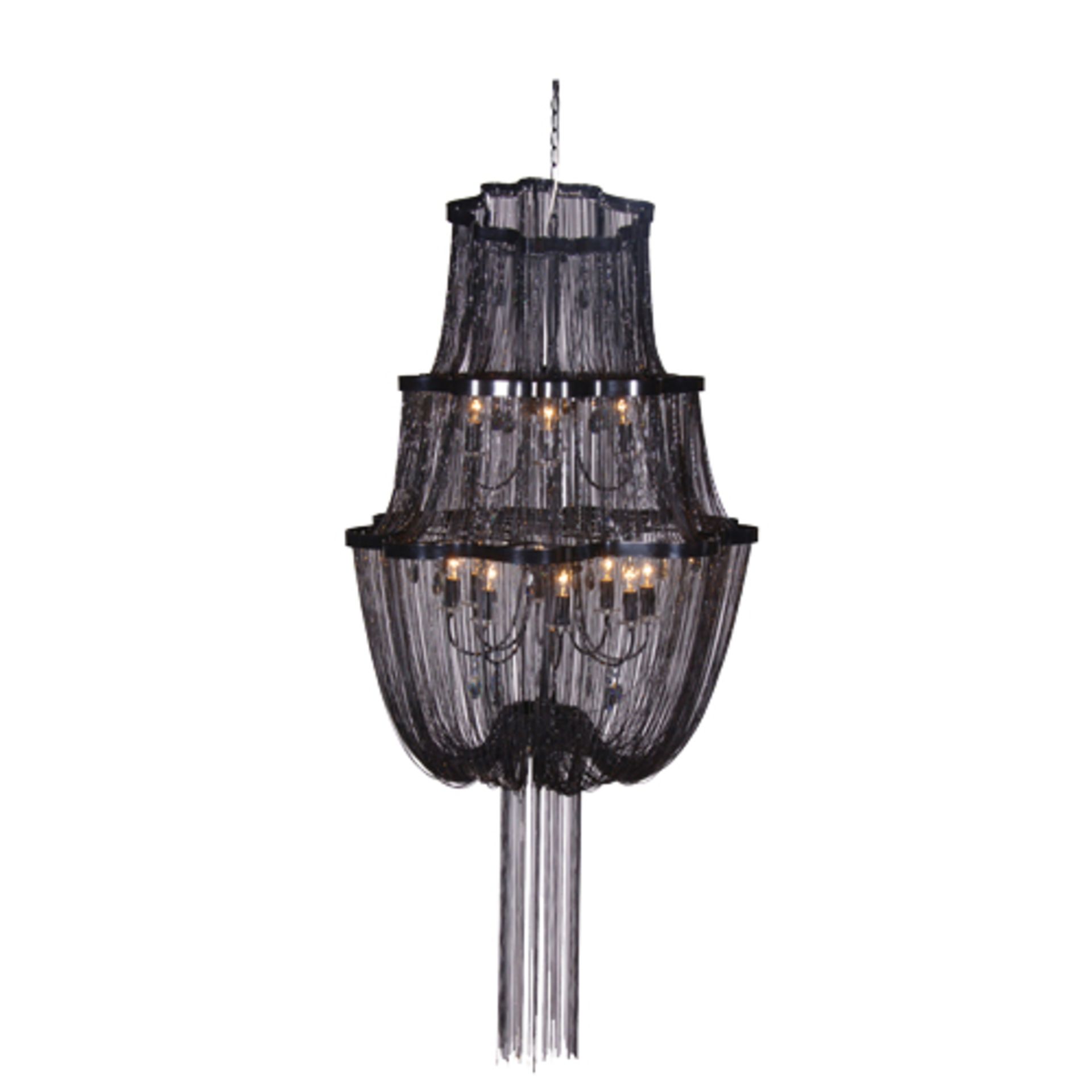 1 x Large Tiered Black Chain Chandelier - Size: Height Approx 200cm  - Ref: DE030 (RM1) - CL122 -