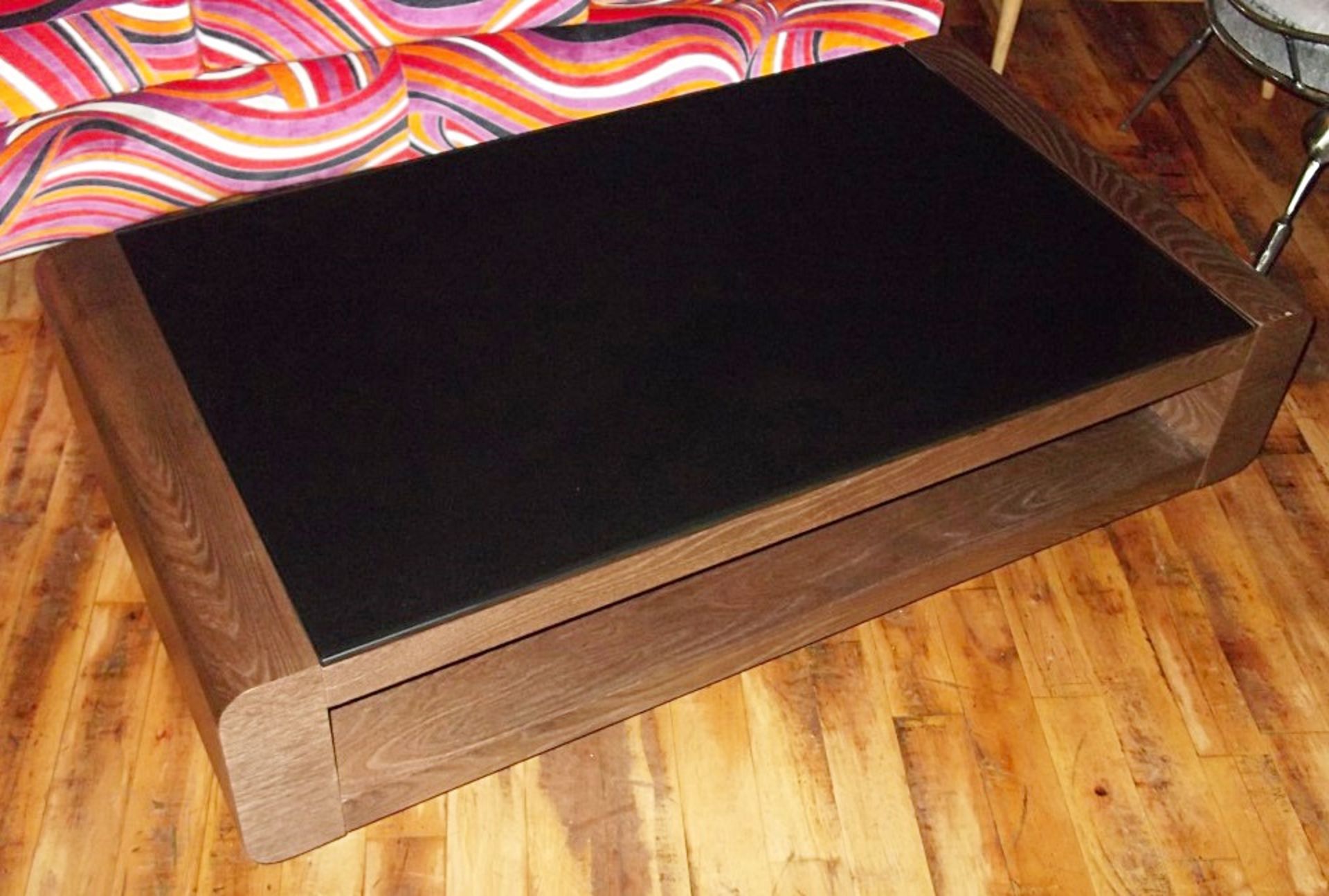 1 x Chelsom "Penthouse" Rectangular Coffee Table - Features A Black Glass Top Dark Elm Veneer - - Image 4 of 4