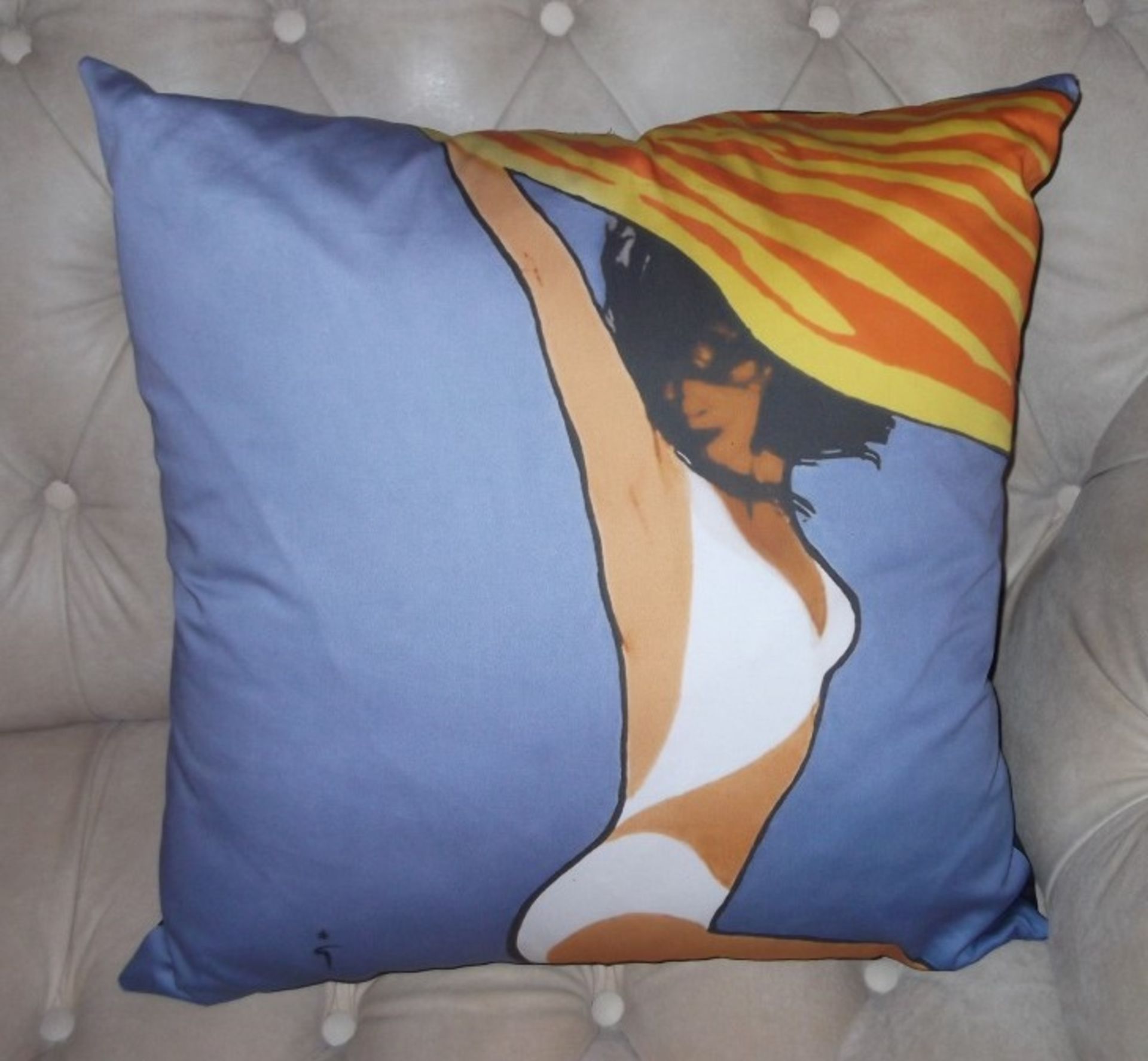 2 x Bespoke Cushions - 2 Diffrent Designs Supplied - Both In Expensive Designer Fabric - Dimensions: - Image 3 of 3