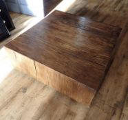 1 x Wooden Block Coffee Table - Dimensions: D89 x W89 x H36cm - Ref: DE096 (PHW) - CL122 - Location: