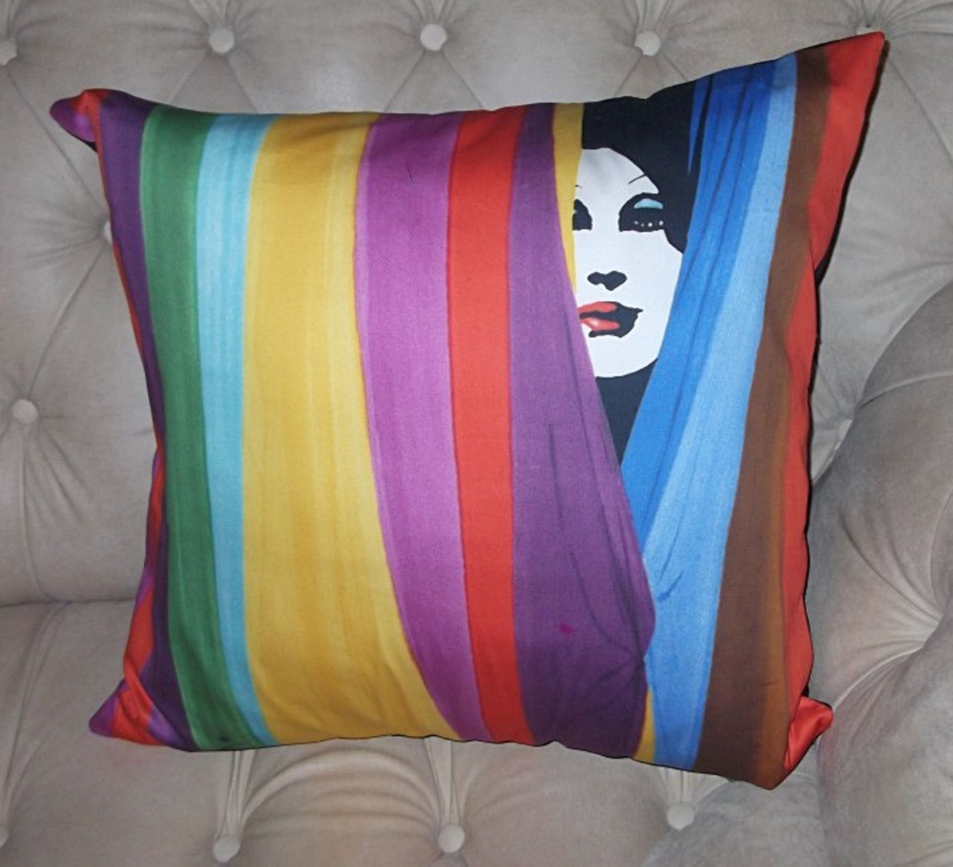 2 x Bespoke Cushions - 2 Diffrent Designs Supplied - Both In Expensive Designer Fabric - Dimensions: - Image 2 of 3