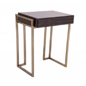 1 x Stylish 1-Drawer Bedside Table - Features Attractive Wood Effect Finish Under Glass, And A Metal