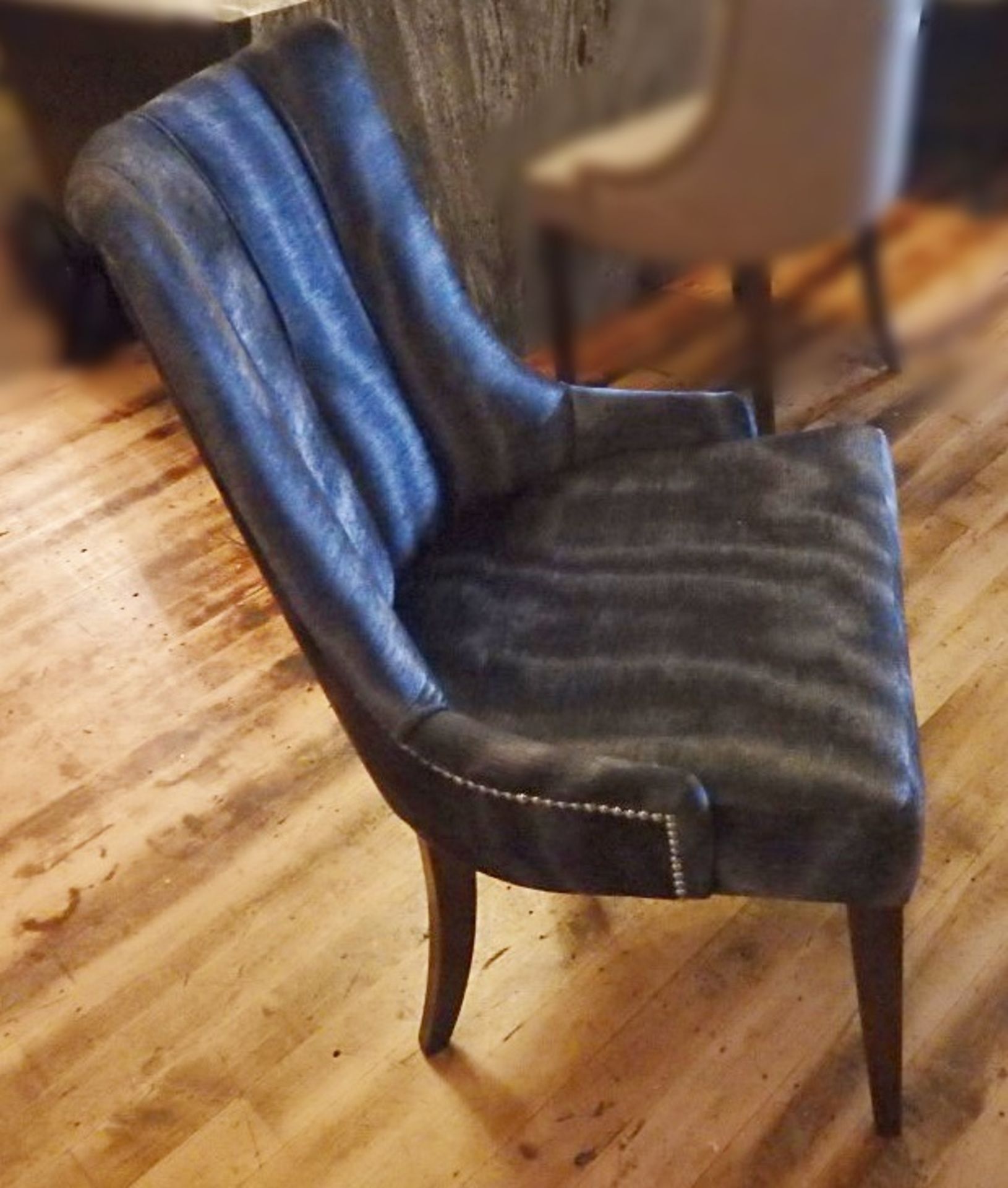 1 x Bespoke Handcrafted Button Back Chair - In A Rich "Zinc Jacopo" Fabric - Dimensions: Approx - Image 5 of 5