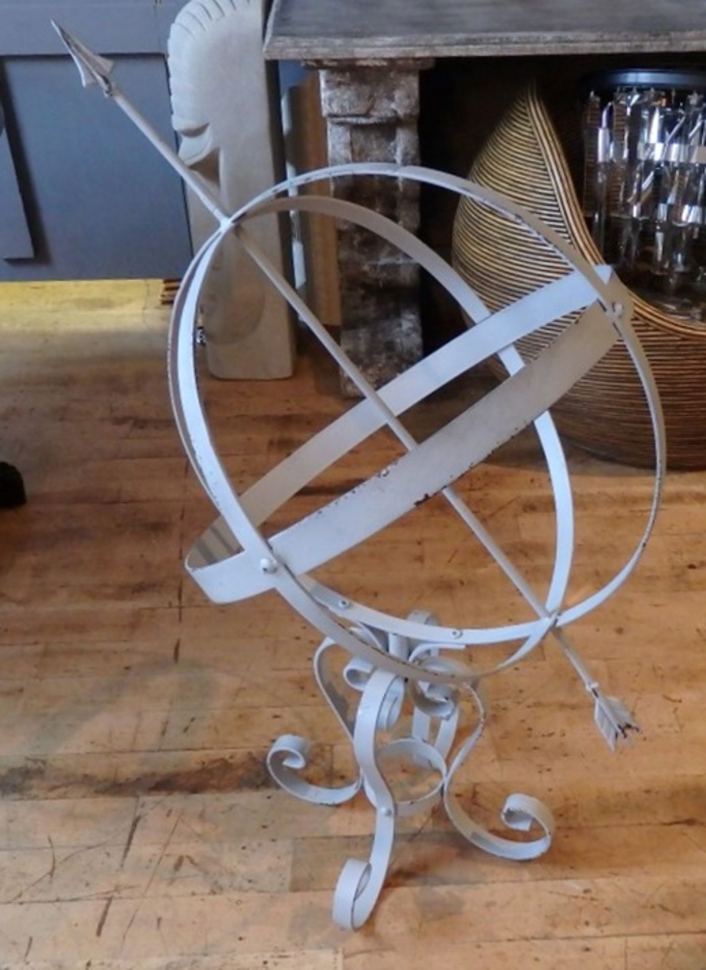 1 x Metal Rustic Armillary Sphere - Floorstanding - Dimensions: Height Approx 100cm - Ref: DE083 (