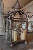 1 x Ornate Lanteren-style Candle Holder - Dimensions: W30 x D16 x H47cm - Ref: DE077 (RBED) -