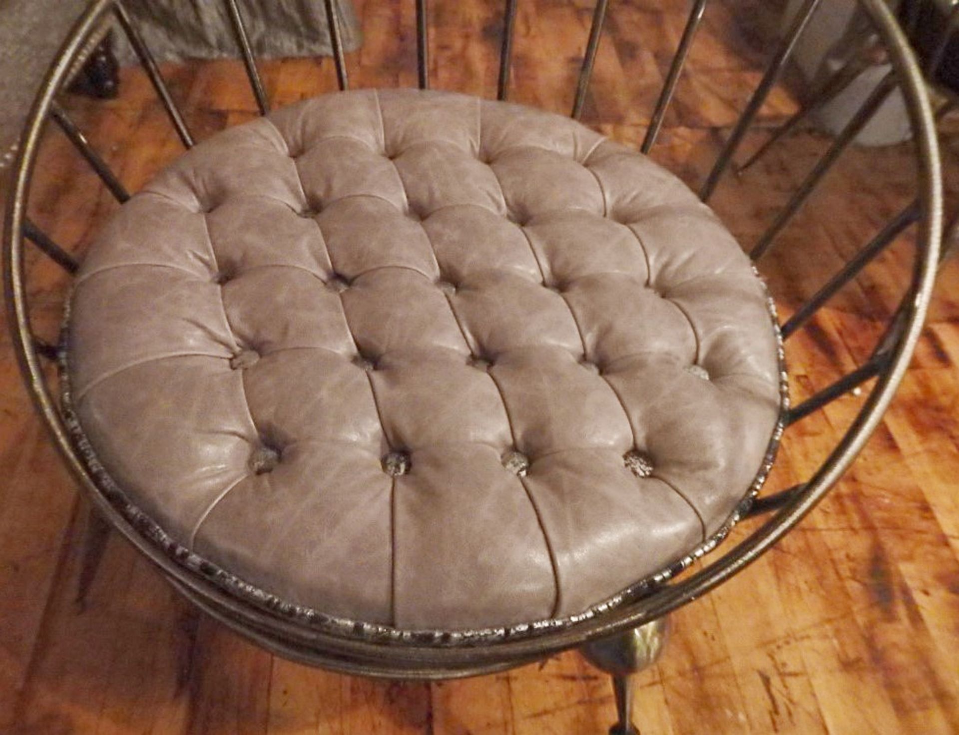 1 x Bespoke Handcrafted Chair - Unique Metal Framework With Leather Upholstered Cushion  - Colour: - Image 5 of 6