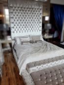 1 x Complete Bespoke Handcrafted King Size Bed With Bedding - Ex-Display - Includes Bed Base,