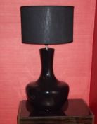 1 x  Chelsom Large Black Ceramic Lamp - Dimensions: W x H x D - Ref: DE102 (RBED) - CL122 -