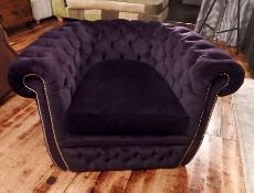 1 x Dark Plum Buttoned Arm Chair - Dimensions: W100 x H65 x D80cm - Ref: DE110 (RM1) - CL122 -