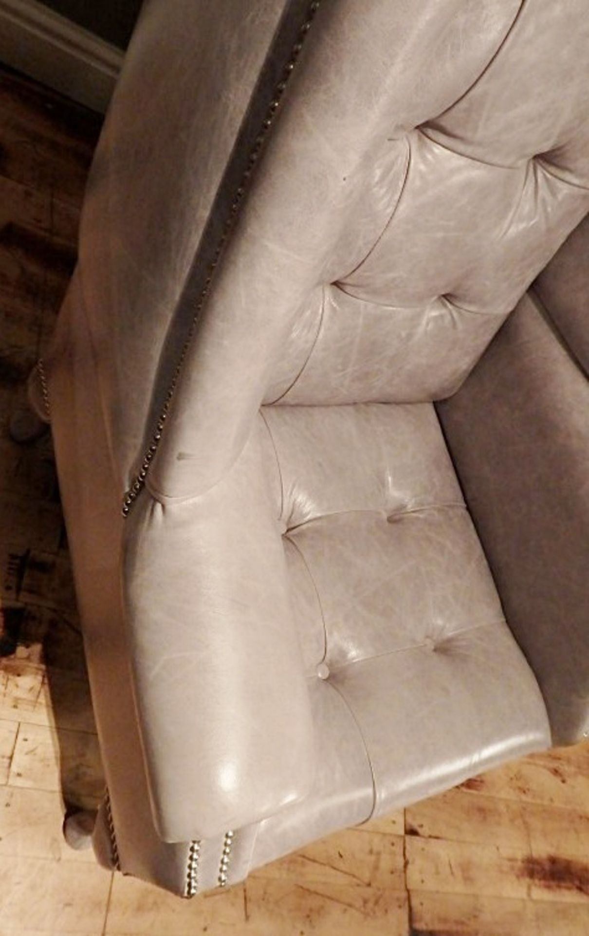1 x Bespoke Handcrafted Button-Back Wing-Back Chair - Beautiful High-Back Chair In An Opulent Grey - Image 3 of 4