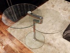 1 x Round Glass Expanding 2-Tier Table - Dimensions: Diameter: 36, Height: 60cm - Ref: DE048 (AWL) -