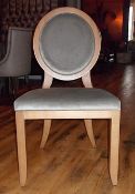 1 x Round-Backed Chair - Upholstered In A Rich Silver Chenille Covering - Dimensions: W52 x H95 x