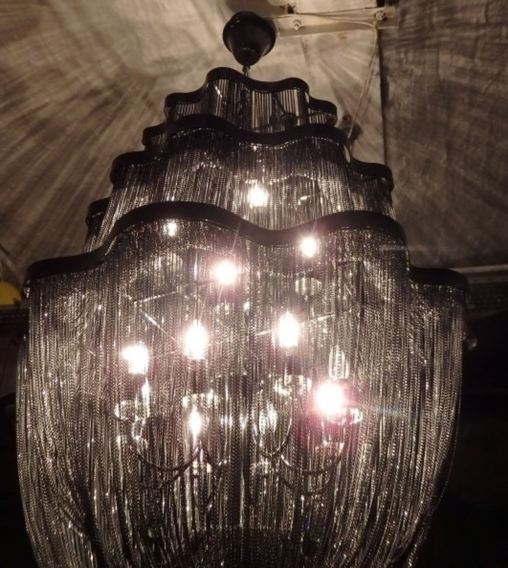 1 x Large Tiered Black Chain Chandelier - Size: Height Approx 200cm  - Ref: DE030 (RM1) - CL122 - - Image 4 of 4