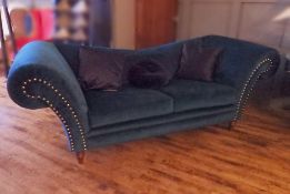1 x Bespoke Handcrafted Sofa - Upholstered In A Deep Turquois Fabric - Expertly Made In Britain -