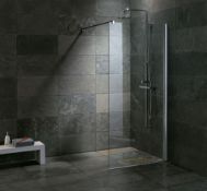 1 x Vogue Bathrooms Aqua Latus 800mm Shower Wall - For Walk In Shower - Polished Chrome Finish -
