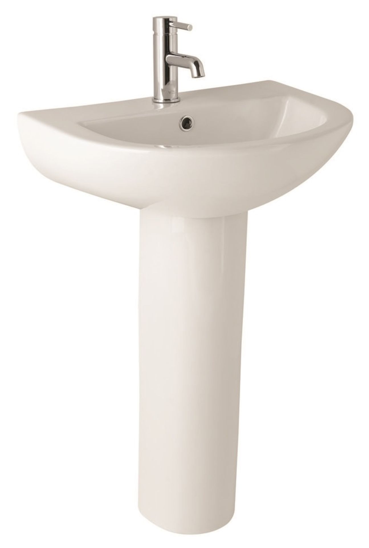 Pallet Lot of 29 x Vogue Bathrooms COMFORT Single Tap Hole SINK BASINS With Pedestals - 600mm Widith - Image 2 of 2