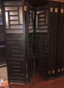 2 x Sets of 9 Substantial Dark Wood Oriental themed Heavy Concertina Hinged Doors Each Door measures