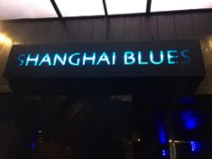 1 x Shanghai Blues Wrought Iron Signage plus 1 x Blue Neon Box Sign - As per Photographs - Ref: