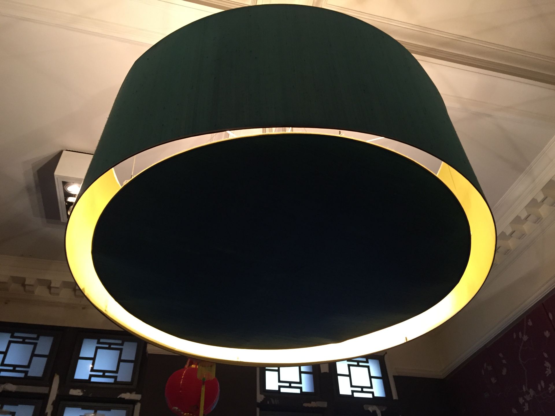 2 x Large Silk Cylinder Ceiling Hung Lights - Ref: sb001 - CL123 - Location: High Holborn, London - Image 2 of 4