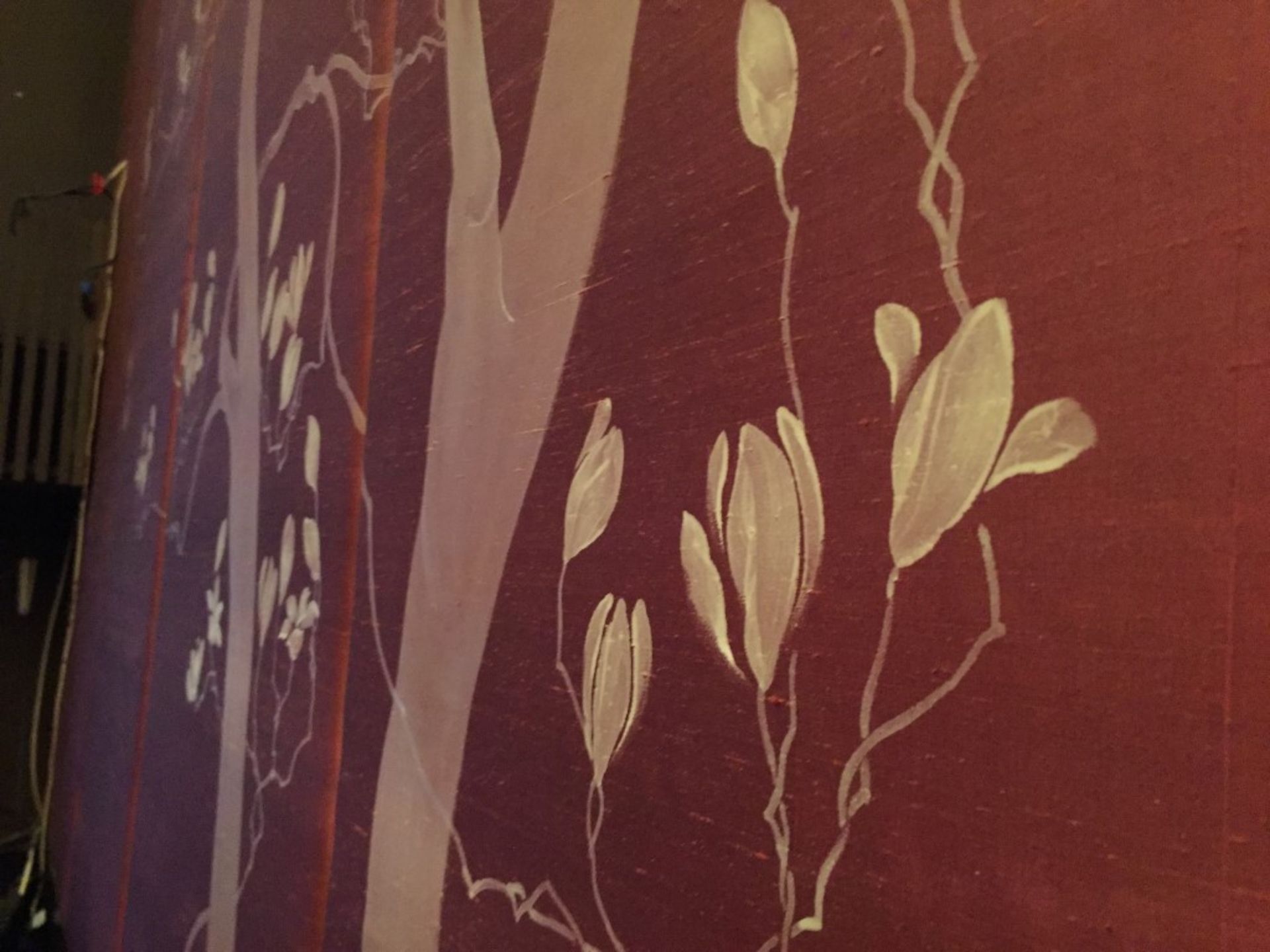 6 x Padded Silk Oriental Themed Wall Panels in deep red with tree theme - Each Panel measures - Image 7 of 8