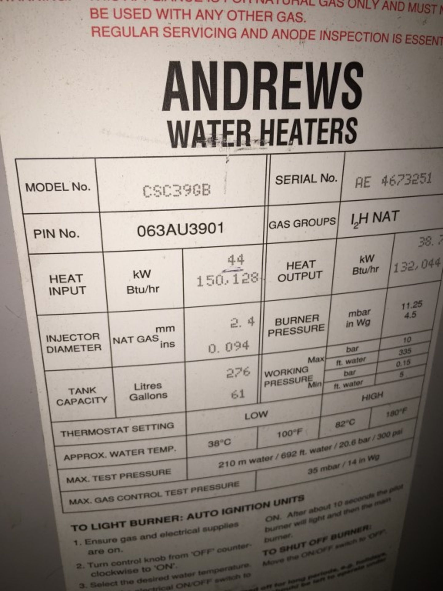 Large Lot Comprising Of 1 x Andrews CSC39GB - 276 Litre Cylinder (approx £7,395 alone),  1 x JAB - Image 18 of 24